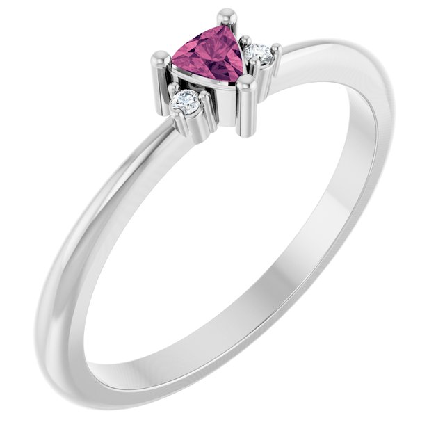 14K White Gold Lab-Grown Ruby & Natural Diamond Ring