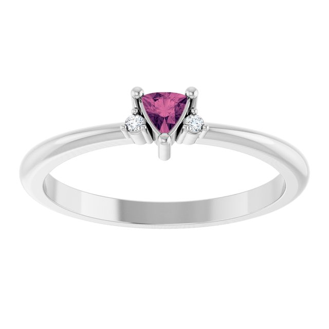 14K White Gold Lab-Grown Ruby & Natural Diamond Ring