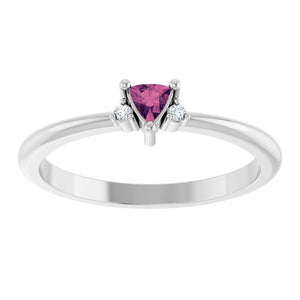 14K White Gold Lab-Grown Ruby & Natural Diamond Ring