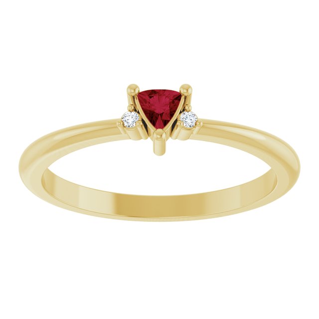 14K White Gold Lab-Grown Ruby & Natural Diamond Ring