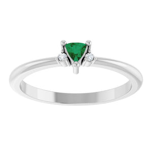 14K White Gold Lab-Grown Ruby & Natural Diamond Ring