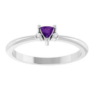 14K White Gold Lab-Grown Ruby & Natural Diamond Ring