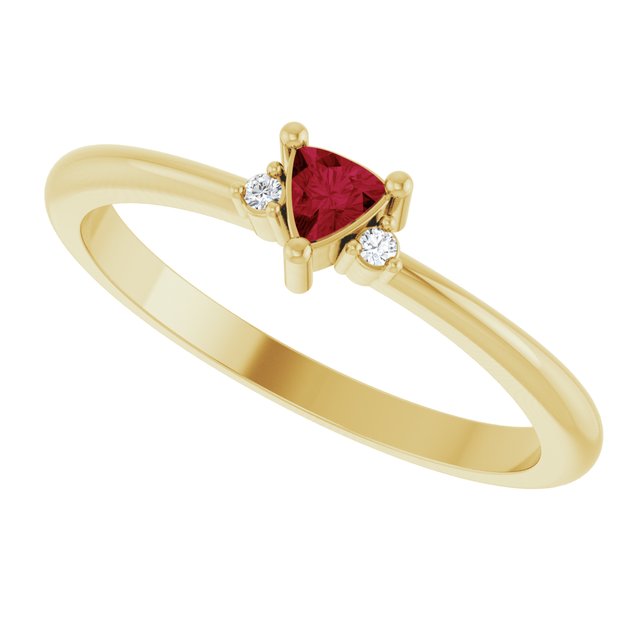 14K White Gold Lab-Grown Ruby & Natural Diamond Ring