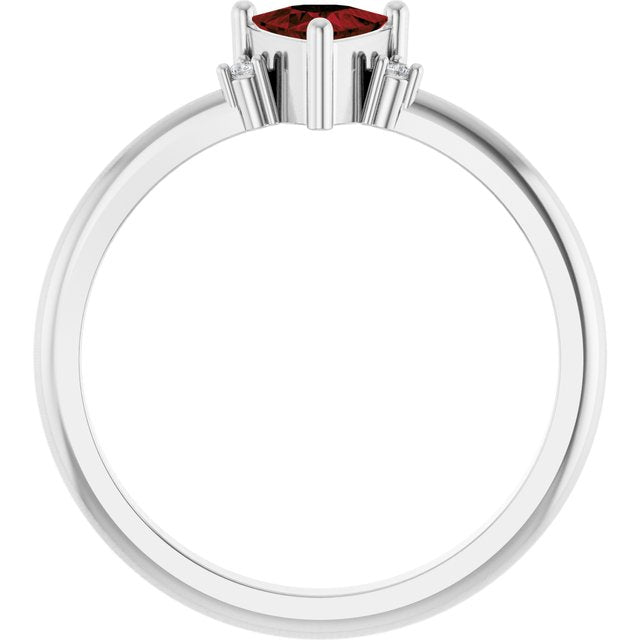 14K White Gold Lab-Grown Ruby & Natural Diamond Ring