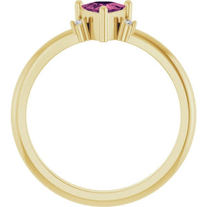 14K White Gold Lab-Grown Ruby & Natural Diamond Ring