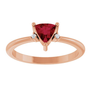 14K White Gold Lab-Grown Ruby & Natural Diamond Ring