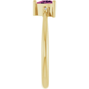 14K White Gold Lab-Grown Ruby & Natural Diamond Ring