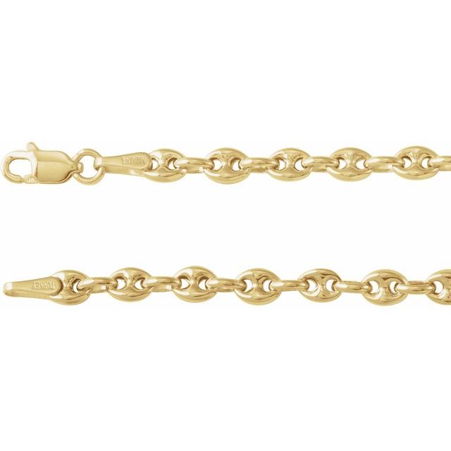 14K Yellow Gold 3.8 mm Hollow Puffed Anchor 16'' Chain