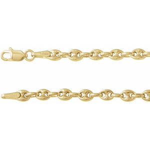 Puffed Anchor Chain Necklace in 14K Gold and Sterling Silver