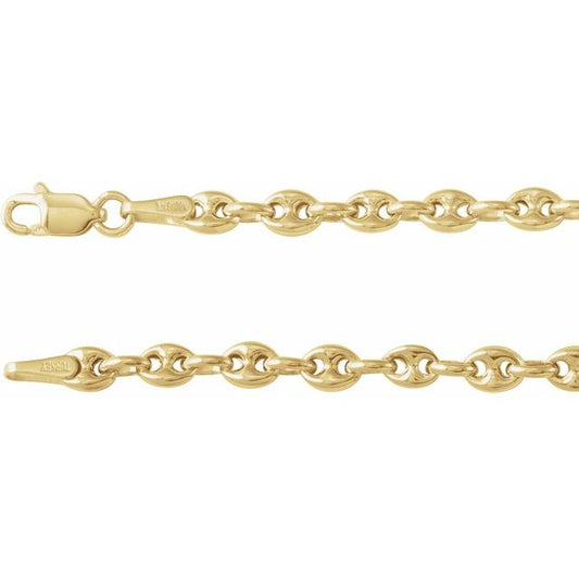 Puffed Anchor Chain Necklace in 14K Gold and Sterling Silver
