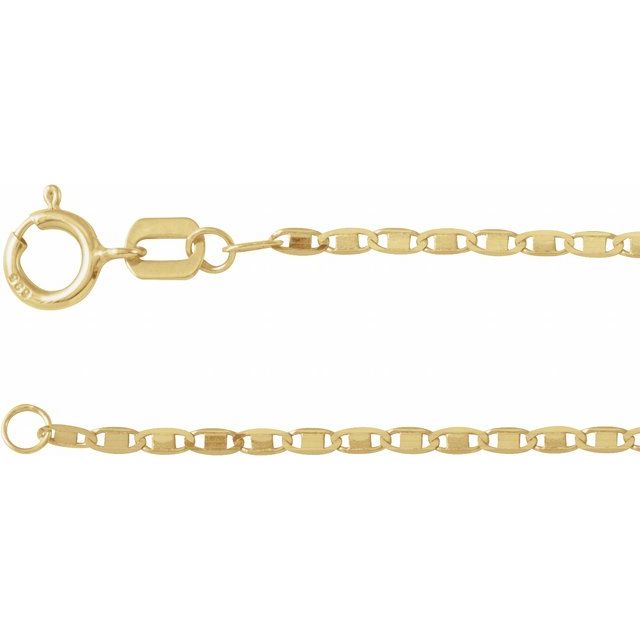 14K Yellow Gold, 1.3 mm 7" Polished Mirror Chain – Elegant Jewelry