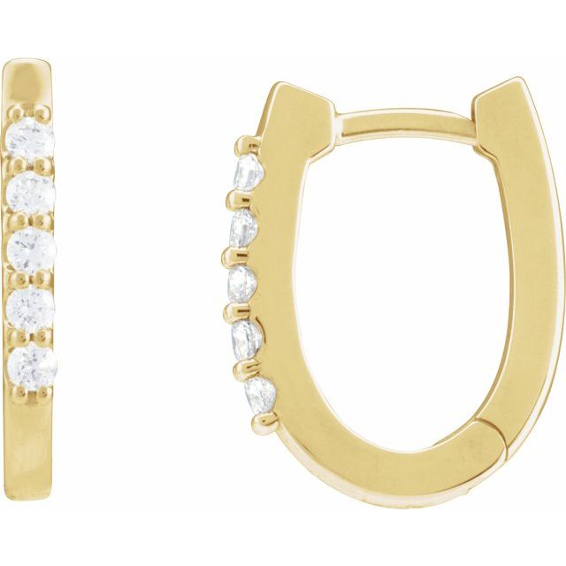 14K Gold Natural Diamond Elongated Hoop Earrings - Options Available