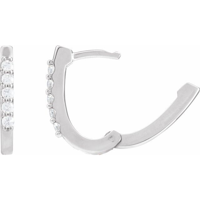 14K Gold Natural Diamond Elongated Hoop Earrings - Options Available