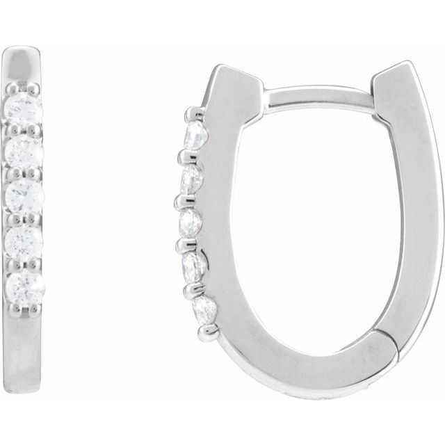 14K Gold Natural Diamond Elongated Hoop Earrings - Options Available