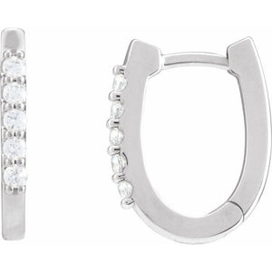 14K Gold Natural Diamond Elongated Hoop Earrings - Options Available