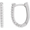 Polished 14K White Gold Beaded Hoop Earrings – 15 mm