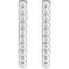 Polished 14K White Gold Beaded Hoop Earrings – 15 mm