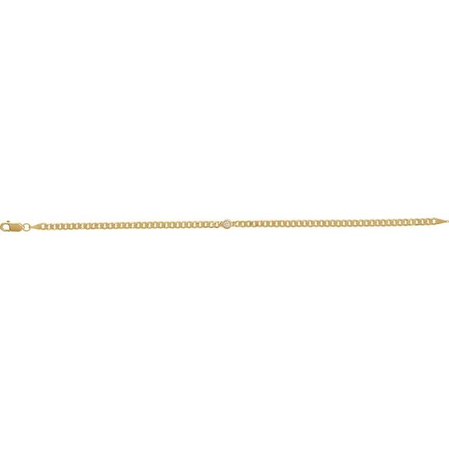 14K Yellow Gold, 7x5 mm Natural Diamond Link Bracelet - Elegant Design