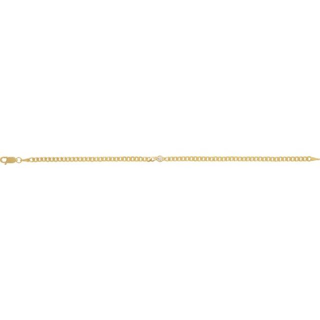 14K Yellow Gold, 7x5 mm Natural Diamond Link Bracelet - Elegant Design