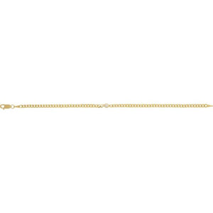 14K Yellow Gold, 7x5 mm Natural Diamond Link Bracelet - Elegant Design