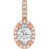 14K White Gold Halo-Style Pendant with 7x5 mm Lab-Grown Moissanite & .07 CTW Natural Diamond