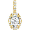 14K White Gold Halo-Style Pendant with 7x5 mm Lab-Grown Moissanite & .07 CTW Natural Diamond