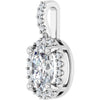 14K White Gold Halo-Style Pendant with 7x5 mm Lab-Grown Moissanite & .07 CTW Natural Diamond