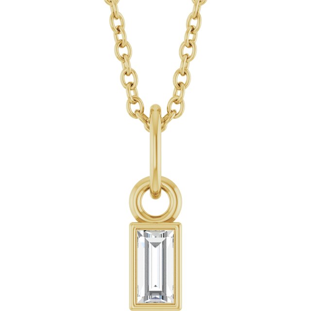 14K Gold Natural Diamond Solitaire Pendant - Options Available
