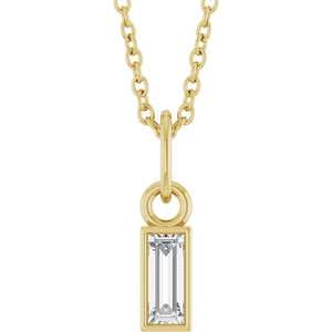 14K Gold Natural Diamond Solitaire Pendant - Options Available
