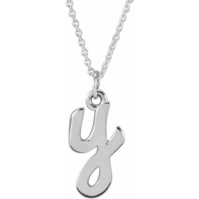 14K White Gold 12.45x6.75 mm Petite Initial B Necklace