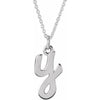 14K White Gold 12.45x6.75 mm Petite Initial B Necklace