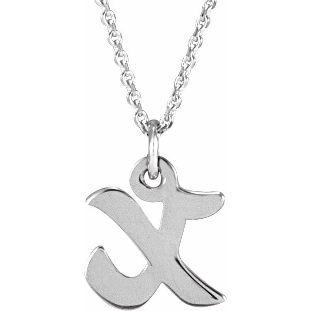 14K White Gold 12.45x6.75 mm Petite Initial B Necklace