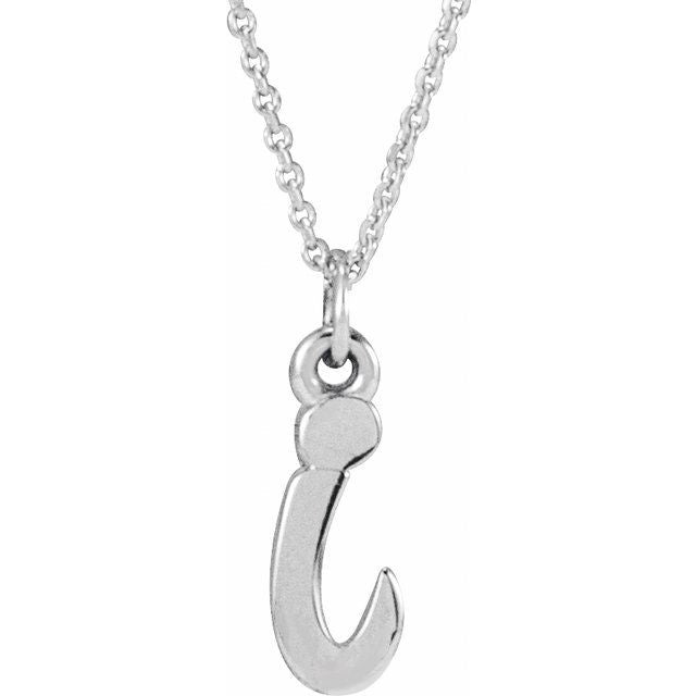 14K White Gold 12.45x6.75 mm Petite Initial B Necklace