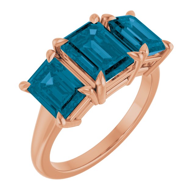 Natural London Blue Topaz Three-Stone Ring