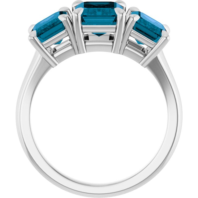Natural London Blue Topaz Three-Stone Ring
