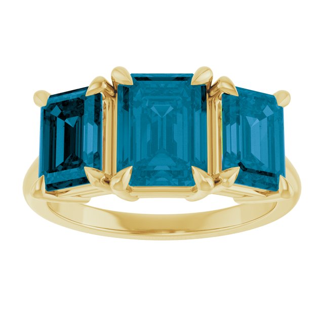 Natural London Blue Topaz Three-Stone Ring