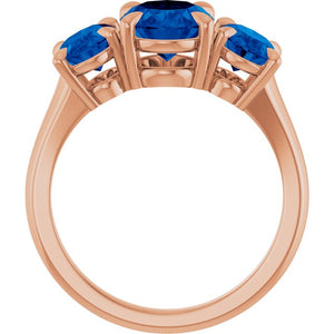 Natural London Blue Topaz Three-Stone Ring