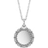 14K White Gold Engravable Scroll Necklace - 16.6x12.1 mm