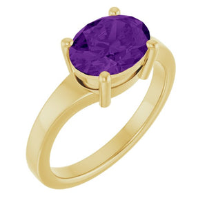 14K Gold, Sterling Silver, Platinum Natural Amethyst Ring - Options Available