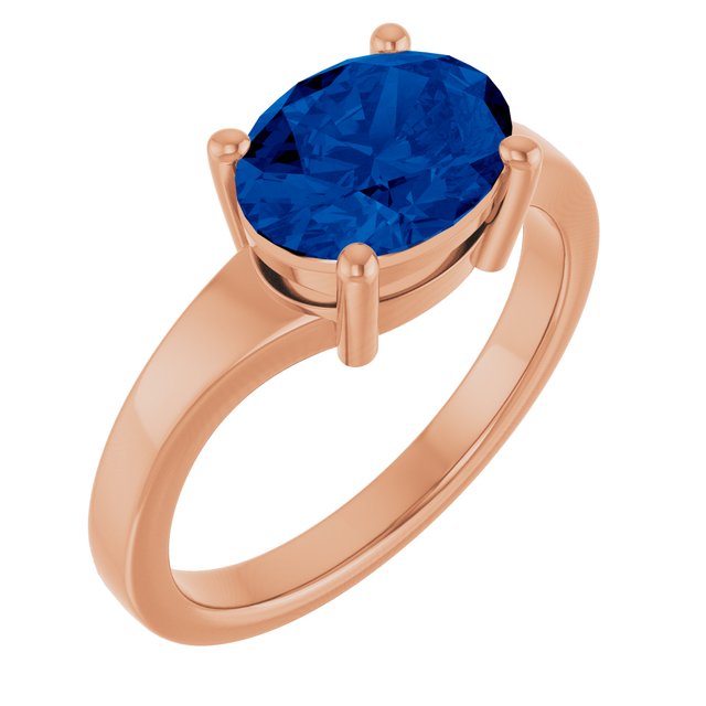 14K Gold Lab-Grown Blue Sapphire Ring