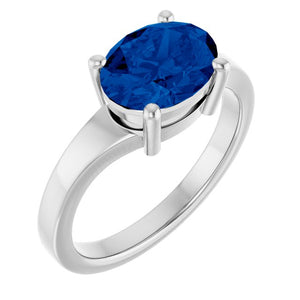 14K Gold Lab-Grown Blue Sapphire Ring