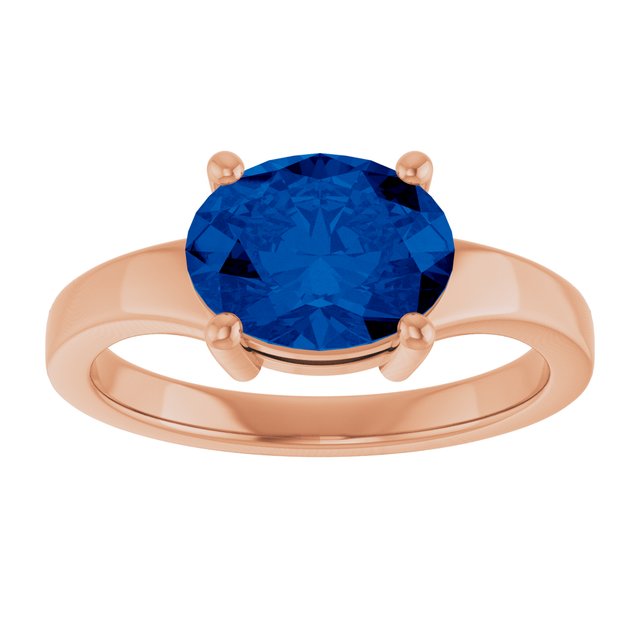 14K Gold Lab-Grown Blue Sapphire Ring