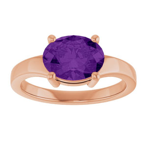 14K Gold, Sterling Silver, Platinum Natural Amethyst Ring - Options Available