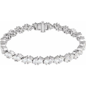 14K Yellow Gold, 7x5 mm Lab-Grown Diamond Line Bracelet - Elegant Design