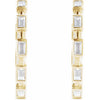 14K Yellow Gold 24.5 mm Hoop Earrings with Lab-Grown Diamonds - Elegant Design