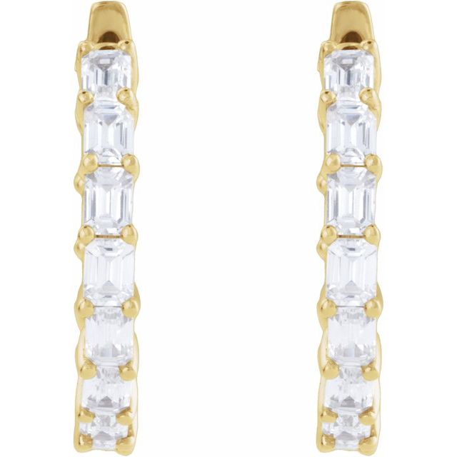 3 CTW Natural Diamond Inside-Outside 14K Yellow Gold Hoop Earrings