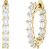 3 CTW Natural Diamond Inside-Outside 14K Yellow Gold Hoop Earrings