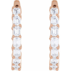 3 CTW Natural Diamond Inside-Outside 14K Yellow Gold Hoop Earrings
