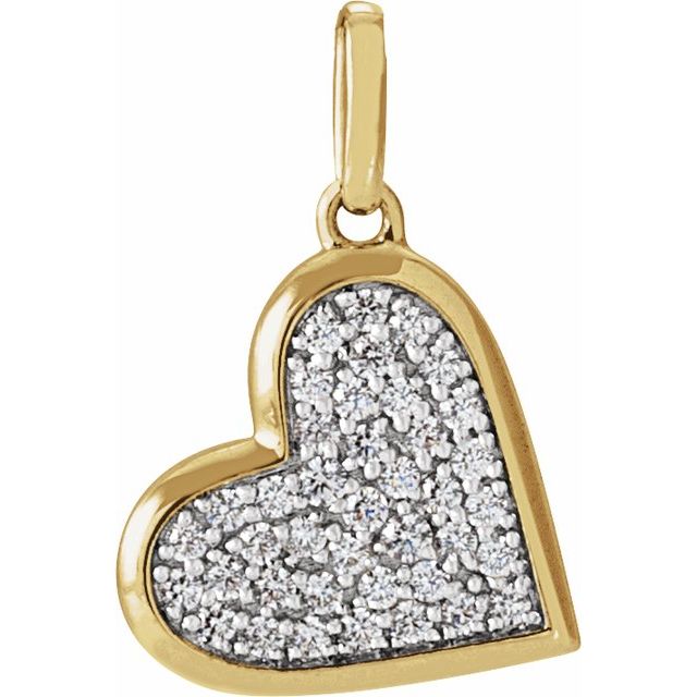 14K Gold Natural Diamond Heart Pendant