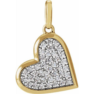 14K Gold Natural Diamond Heart Pendant